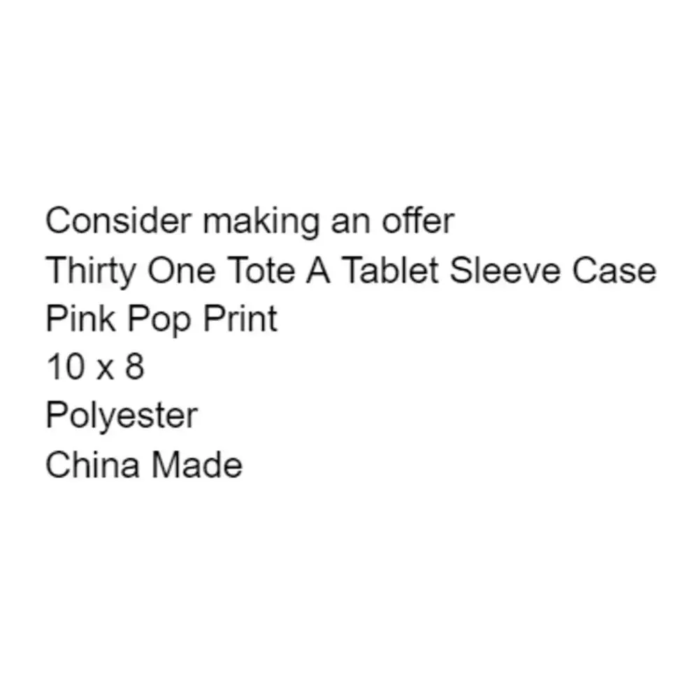 Thirty One Tote A Tablet Sleeve Case Pink Pop Print 8 x 10 Soft Pocket
